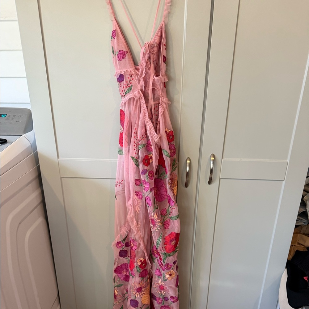 For Love And Lemons Pink Floral Mesh Backless Dress **MISSING THE SLIP*** - Picture 8 of 13